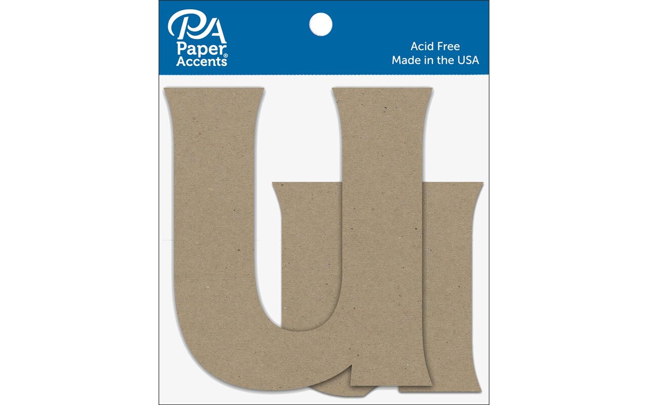 Chipboard Letter 4&#x22; Uu 2pc Natural
